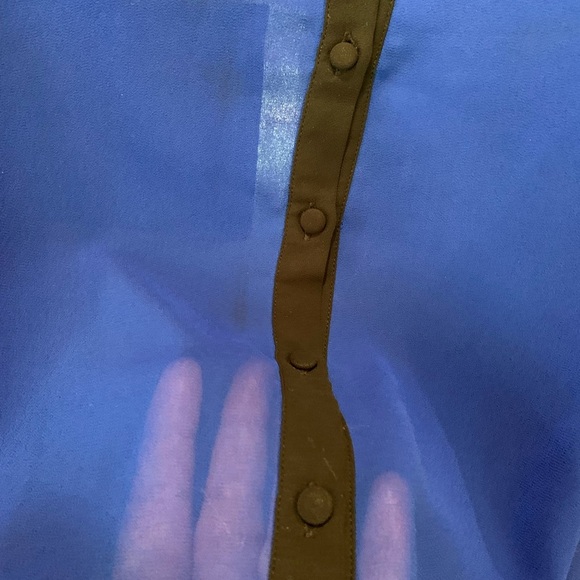 Vintage Olive & Oak Button up Royal Blue long sleeve Top Preppy Sexy Career S-XS - Picture 2 of 5